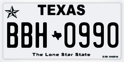 TX license plate BBH0990