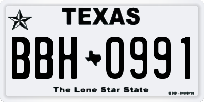 TX license plate BBH0991