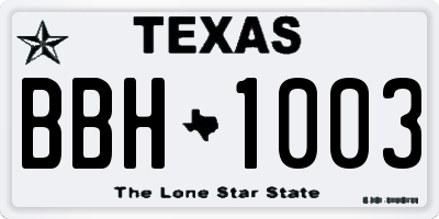 TX license plate BBH1003