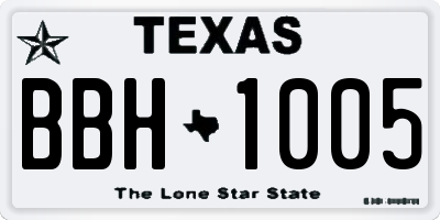 TX license plate BBH1005