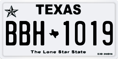 TX license plate BBH1019