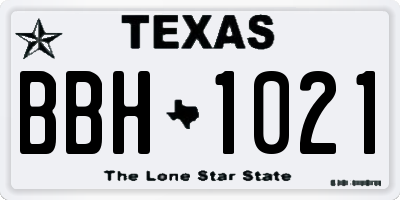 TX license plate BBH1021