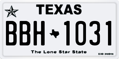 TX license plate BBH1031