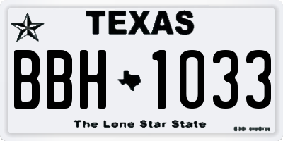 TX license plate BBH1033