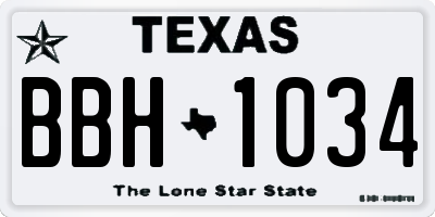 TX license plate BBH1034