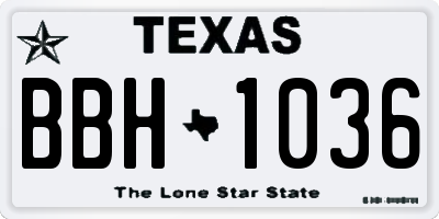 TX license plate BBH1036
