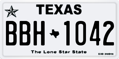 TX license plate BBH1042