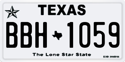 TX license plate BBH1059