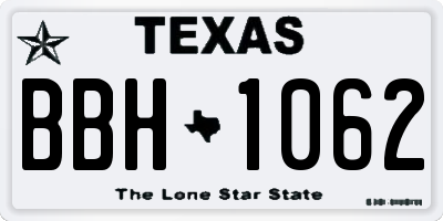TX license plate BBH1062
