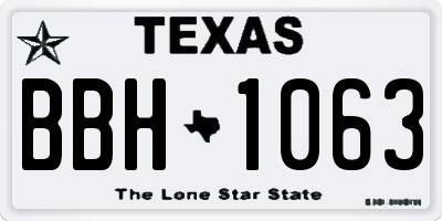 TX license plate BBH1063