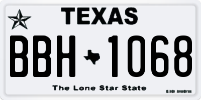TX license plate BBH1068