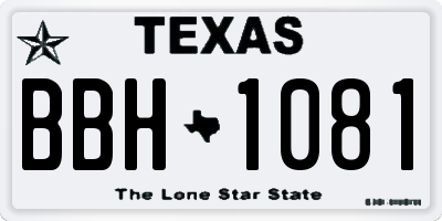 TX license plate BBH1081