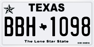 TX license plate BBH1098
