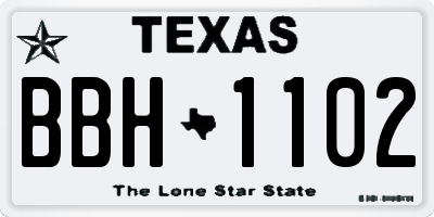 TX license plate BBH1102