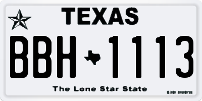 TX license plate BBH1113