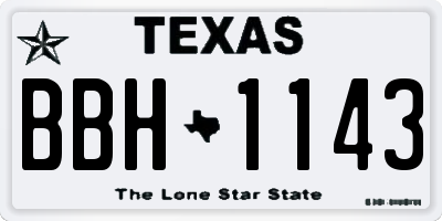 TX license plate BBH1143