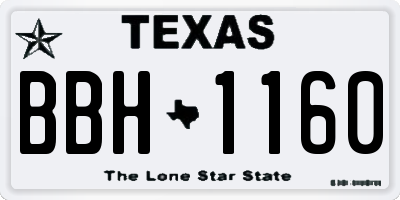 TX license plate BBH1160