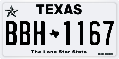 TX license plate BBH1167