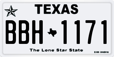 TX license plate BBH1171