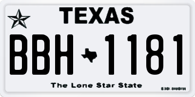 TX license plate BBH1181