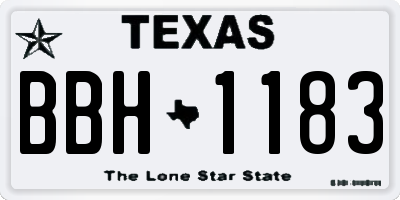 TX license plate BBH1183