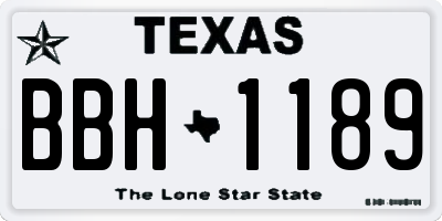 TX license plate BBH1189