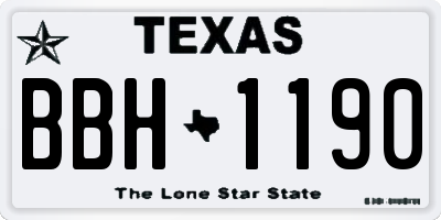 TX license plate BBH1190