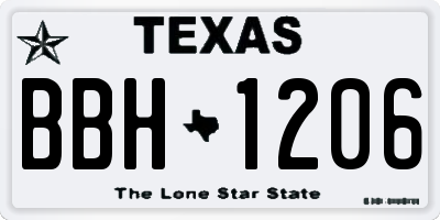 TX license plate BBH1206