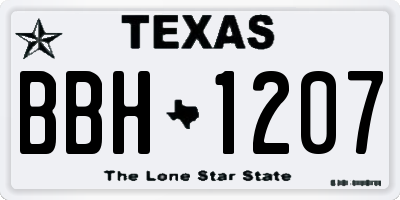 TX license plate BBH1207