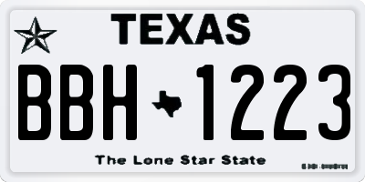 TX license plate BBH1223