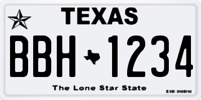 TX license plate BBH1234