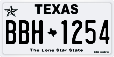 TX license plate BBH1254