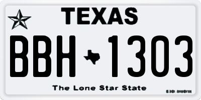 TX license plate BBH1303