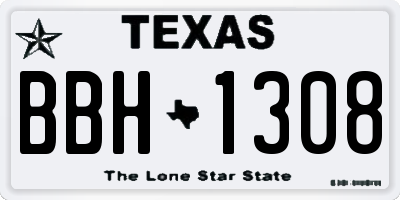 TX license plate BBH1308