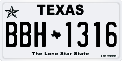 TX license plate BBH1316