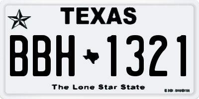 TX license plate BBH1321