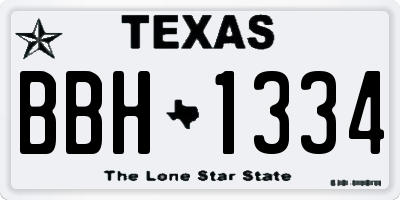 TX license plate BBH1334