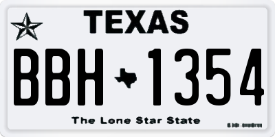 TX license plate BBH1354