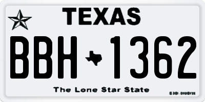 TX license plate BBH1362