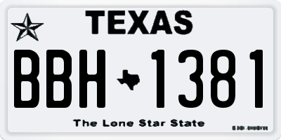 TX license plate BBH1381