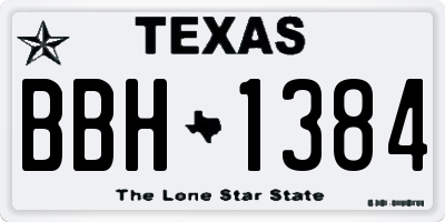 TX license plate BBH1384