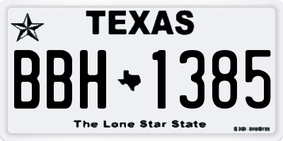 TX license plate BBH1385