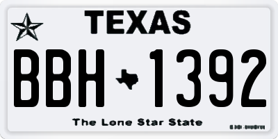 TX license plate BBH1392