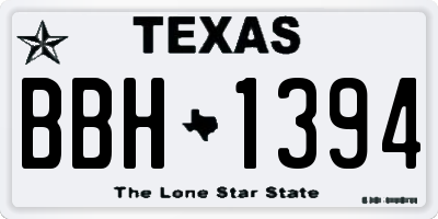 TX license plate BBH1394