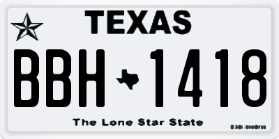 TX license plate BBH1418