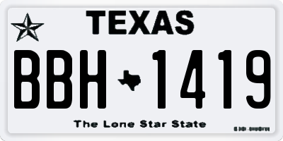 TX license plate BBH1419