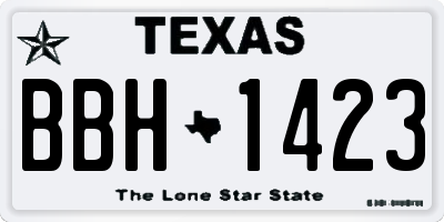 TX license plate BBH1423