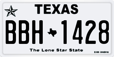 TX license plate BBH1428