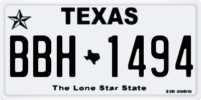 TX license plate BBH1494