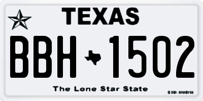 TX license plate BBH1502